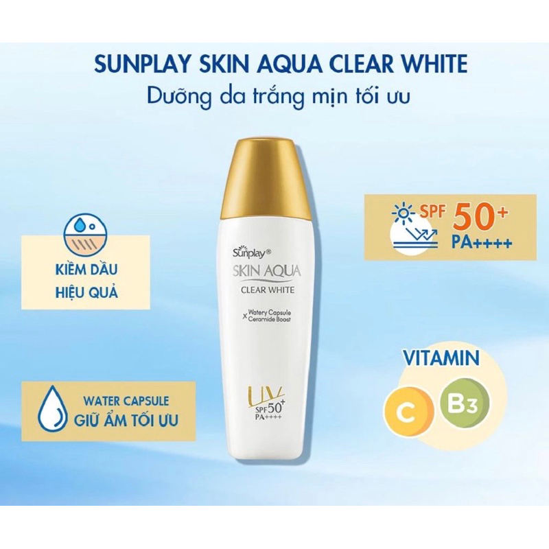 Kem chống nắng dưỡng da trắng mượt Sunplay Skin Aqua Clear White