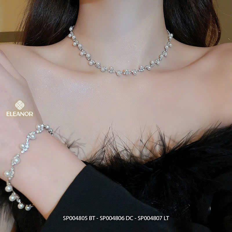 Dây chuyền vòng tay bông tai nữ Eleanor Accessories bộ trang sức đính đá phụ kiện trang sức 4805