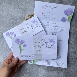 NN.44 Thiệp Cưới VINTAGE Tulip, Thiệp Cưới Hoa Tulip. Quý Khách Trao Đổi Với Shop Duyệt Thiết Kế Trước Khi Đặt Hàng