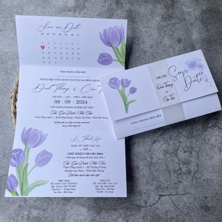 NN.44 Thiệp Cưới VINTAGE Tulip, Thiệp Cưới Hoa Tulip. Quý Khách Trao Đổi Với Shop Duyệt Thiết Kế Trước Khi Đặt Hàng