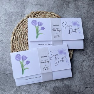 NN.44 Thiệp Cưới VINTAGE Tulip, Thiệp Cưới Hoa Tulip. Quý Khách Trao Đổi Với Shop Duyệt Thiết Kế Trước Khi Đặt Hàng
