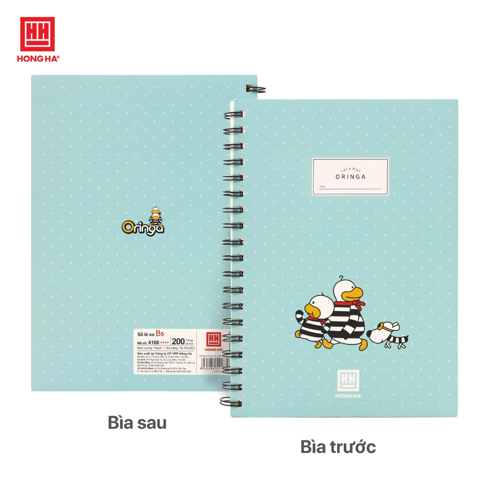 Ảnh Sổ lò xo kẻ ngang/kẻ caro 200 trang B5 Hồng Hà Oringa - 4168/4176 2