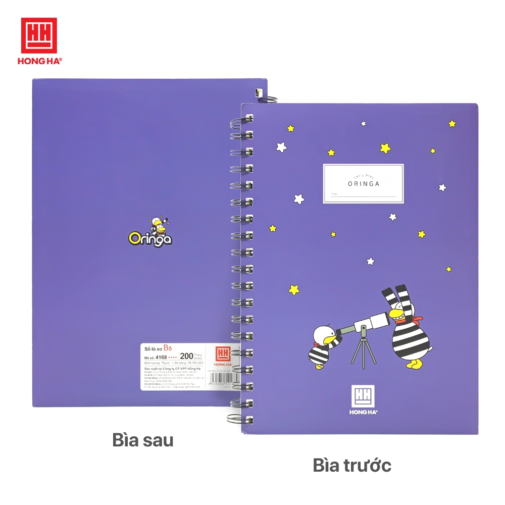 Ảnh Sổ lò xo kẻ ngang/kẻ caro 200 trang B5 Hồng Hà Oringa - 4168/4176 3
