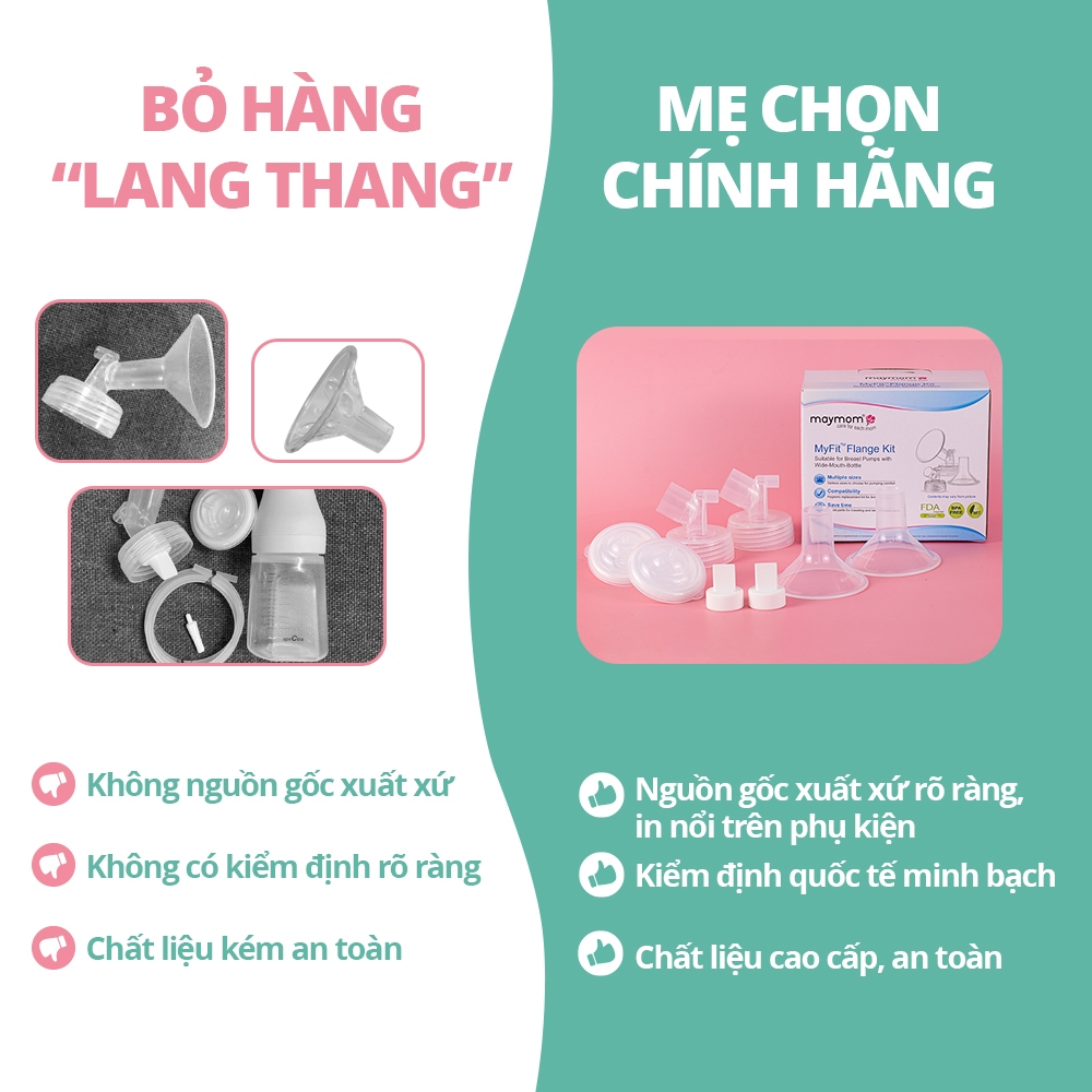 Ảnh Bộ Phụ Kiện Máy Hút Sữa Dùng Bình Sữa Cổ Rộng Sản Xuất bởi Maymom, Tương Thích Máy Spectra-Avent-Fatz-Cimilre 3