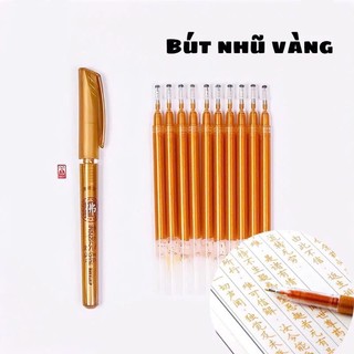 Combo 1 Bút Và 10 Ruột Bút Chép Kinh Nhũ Vàng