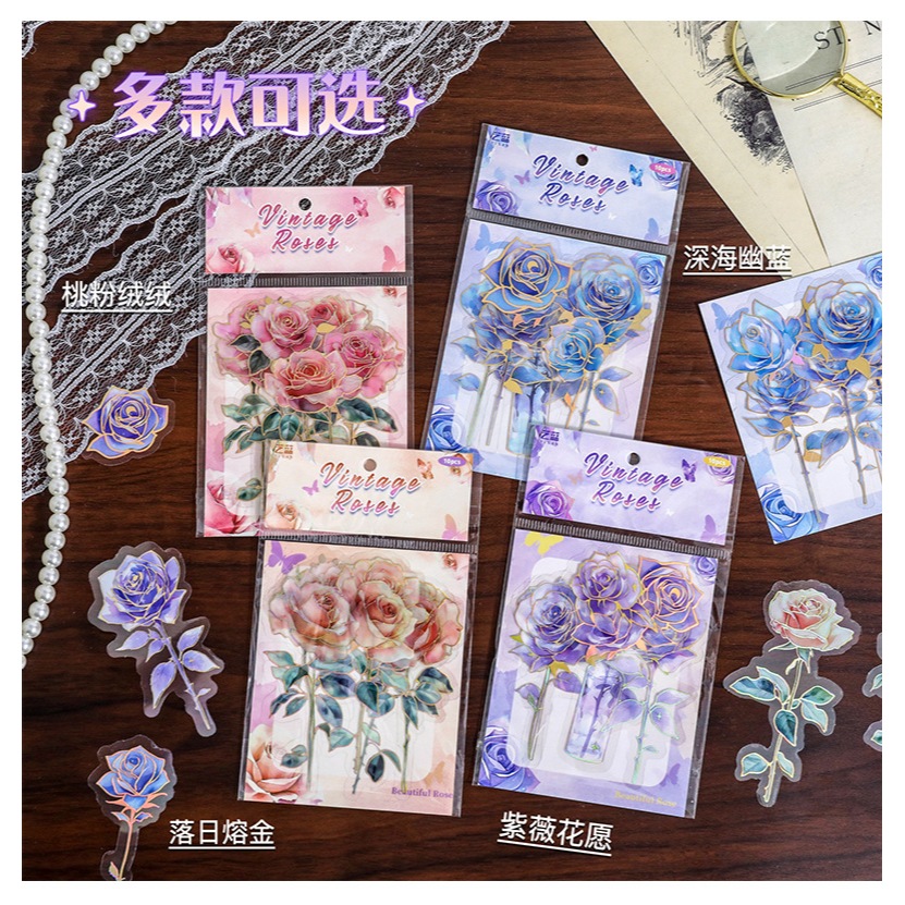 [COMBO 3/1] Sticker HOA HỒNG phong cách quốc gia mới, giấy dán trang ...