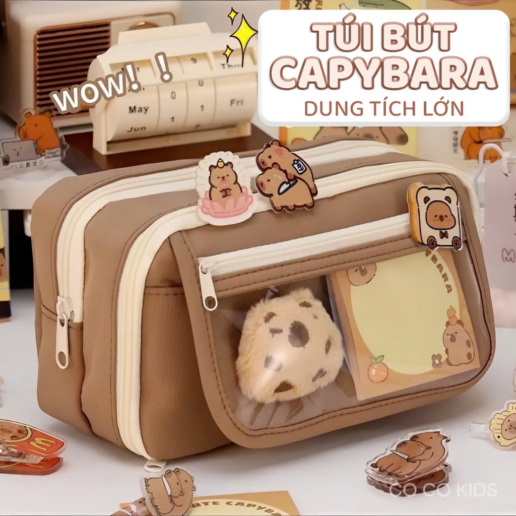 Túi Đựng Bút Chì Capbara Dễ Thương Dung Tích Lớn, Cho Học Sinh Đựng Đồ Dùng Học Tập Văn Phòng Phẩm