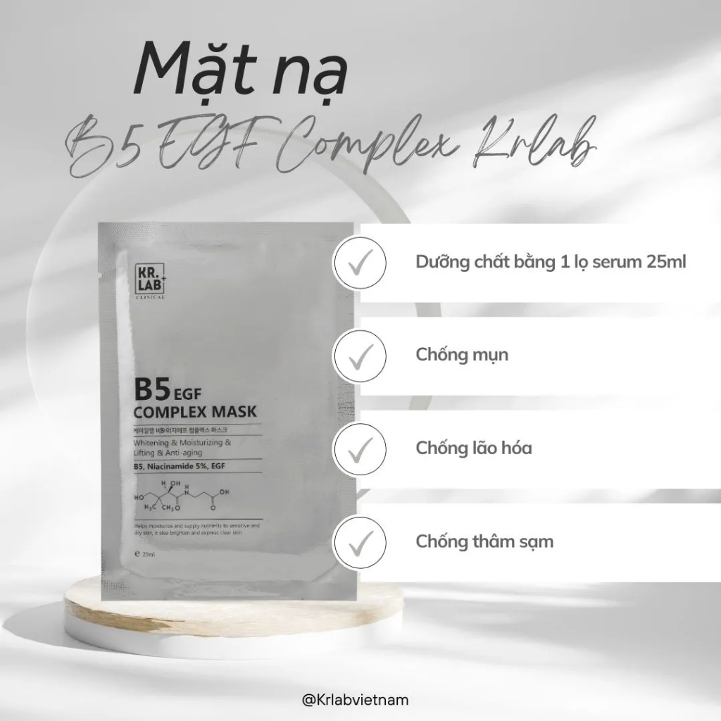 Ảnh Mặt nạ cấp ẩm dưỡng trắng B5 Kr Lab phục hồi da nhạy cảm giúp da căng mịn tăng đàn hồi 1