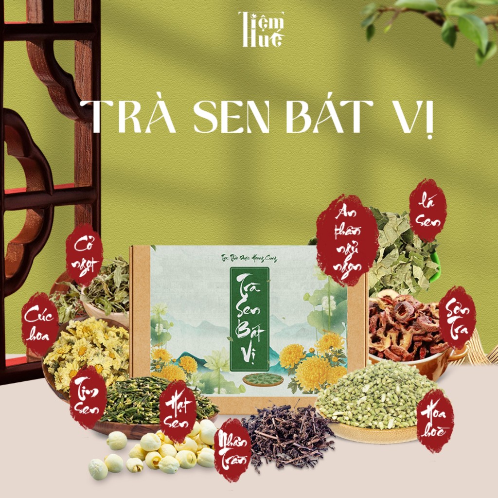 Trà Lá Sen Bát Vị, Công Thức Ngự Y, 8 Vị Dược Liệu Quý, Loại 1,Giảm Mỡ Máu, Ngủ Ngon, An Thần, Ổn Định Đường Huyết