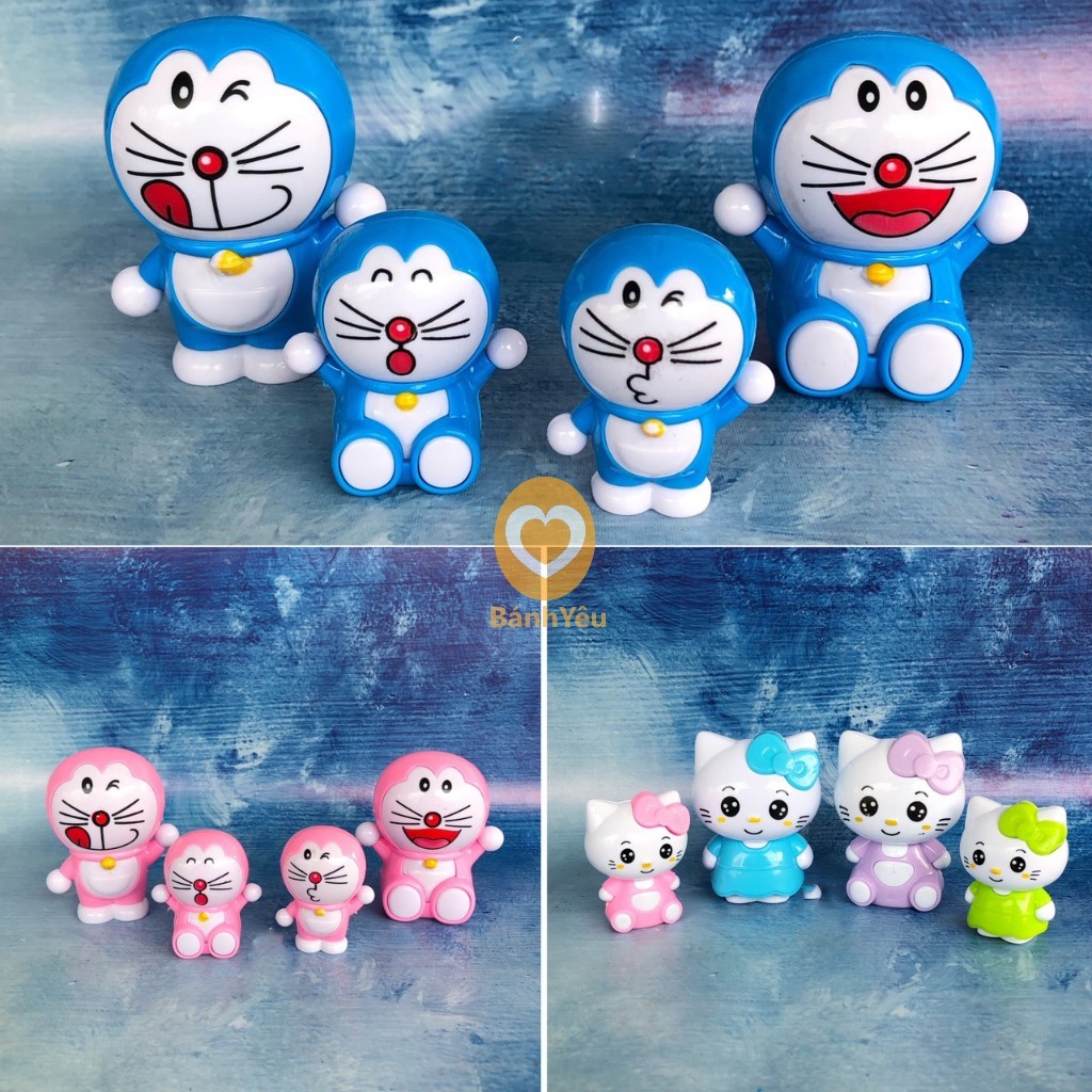 Set 4 mèo hoạt hình (doraemon, kitty) trang trí bánh kem tự chọn - SKTC