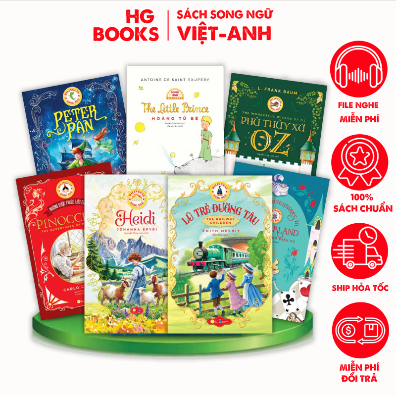 Ảnh Sách thiếu nhi kinh điển Song ngữ Hoàng Tử Bé, Alice, Heidi, Peter Pan tặng file nghe & note từ vựng 1