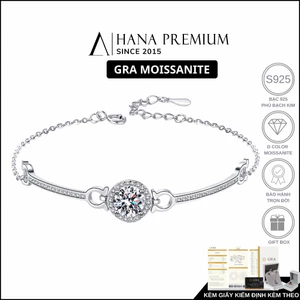 Lắc Tay Bạc 925 Đá Moissanite 6.5MM Tròn Đá Phối Thanh Bạc Đá Phủ Bạch Kim 1563