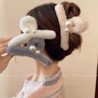 [🔥XƯỞNG SALE SẬP SÀN🔥] Kẹp Tóc Càng Cua Phủ Lông Thỏ Đính Hạt Ngọc Thời Trang K13