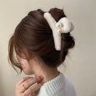 [🔥XƯỞNG SALE SẬP SÀN🔥] Kẹp Tóc Càng Cua Phủ Lông Thỏ Đính Hạt Ngọc Thời Trang K13