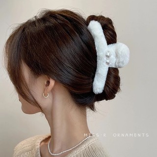 [🔥XƯỞNG SALE SẬP SÀN🔥] Kẹp Tóc Càng Cua Phủ Lông Thỏ Đính Hạt Ngọc Thời Trang K13