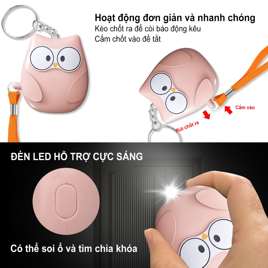 Thiết bị còi hú báo động khẩn cấp âm thanh cường độ lớn 130 DB hỗ trợ bảo vệ cho trẻ em người già phụ nữ an toàn Horizon