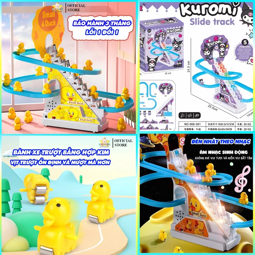 Đồ chơi cầu trượt Vịt [ BẢO HÀNH 3 THÁNG] leo cầu thang với âm thanh vui nhộn + Đèn nháy đẹp mắt cầu
