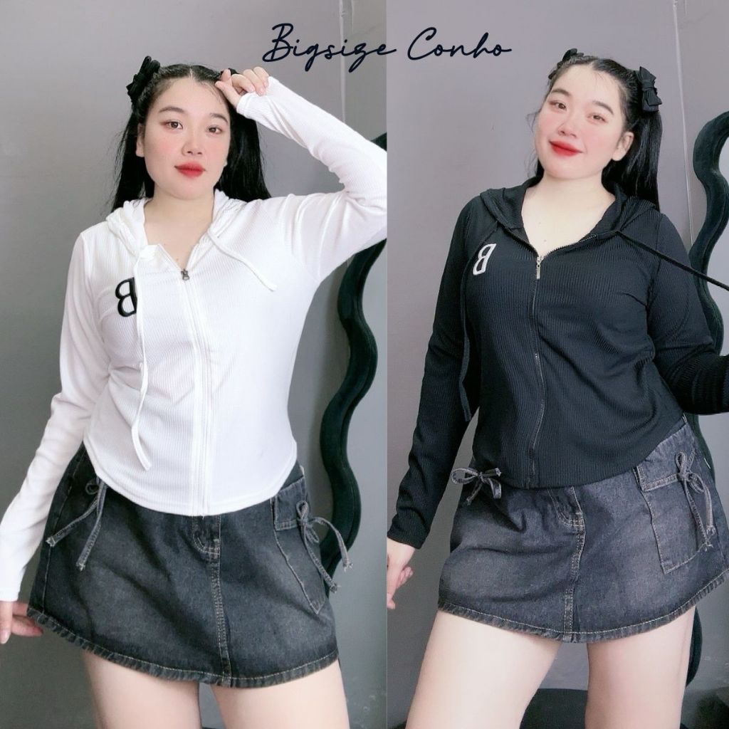 Áo Thun Kiểu Croptop Bigsize Thêu Chữ B Có Mũ Chùm To Kéo Khóa Chất Thun Gân Tôn Dáng Dễ Thương G25
