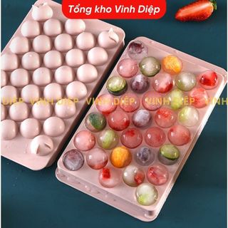 Khuôn đá tròn ,khuôn làm thạch rau câu,khay đá tròn 33 viên tròn có nắp cao cấp Việt Nhật 6978
