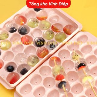 Khuôn đá tròn ,khuôn làm thạch rau câu,khay đá tròn 33 viên tròn có nắp cao cấp Việt Nhật 6978
