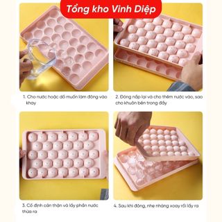 Khuôn đá tròn ,khuôn làm thạch rau câu,khay đá tròn 33 viên tròn có nắp cao cấp Việt Nhật 6978