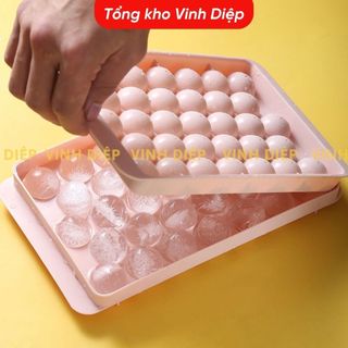 Khuôn đá tròn ,khuôn làm thạch rau câu,khay đá tròn 33 viên tròn có nắp cao cấp Việt Nhật 6978
