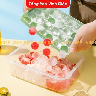 Khuôn đá tròn ,khuôn làm thạch rau câu,khay đá tròn 33 viên tròn có nắp cao cấp Việt Nhật 6978
