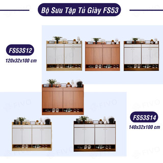 [Freeship HCM] Tủ Giày Dép Gỗ FIVO FS53, Nhiều Ngăn Đựng Giày, Có Cửa Bảo Vệ Giày Dép, Có Kèm 2 Hộc, Trả Góp 0%