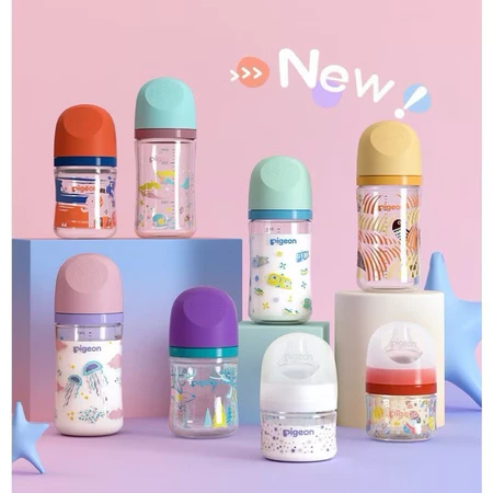Bình Sữa Thủy Tinh Pigeon Cổ Rộng Cao Cấp 80ml/160ml/240ml