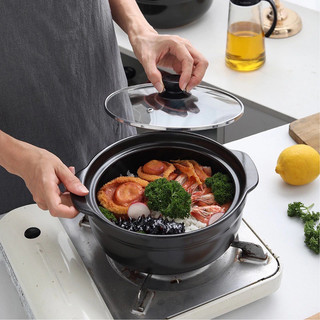 Nồi đất sứ tráng men cao cấp nắp kính kho thịt, kho cá 1L ( 17cm )