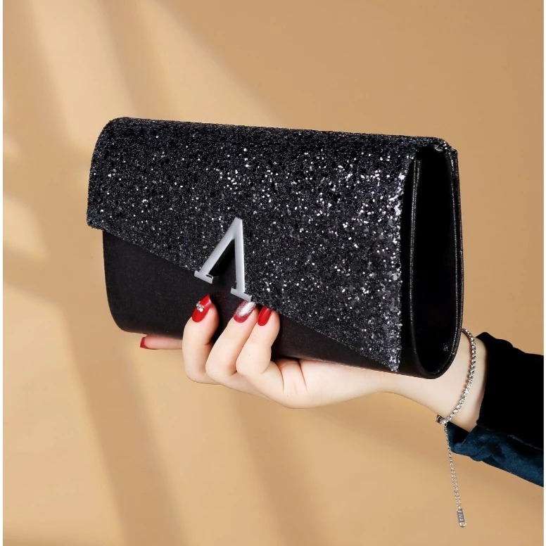 Clutch ví nữ cầm tay chữ V kim tuyến lấp lánh quý phái sang trọng CLV26 Mun Store 94