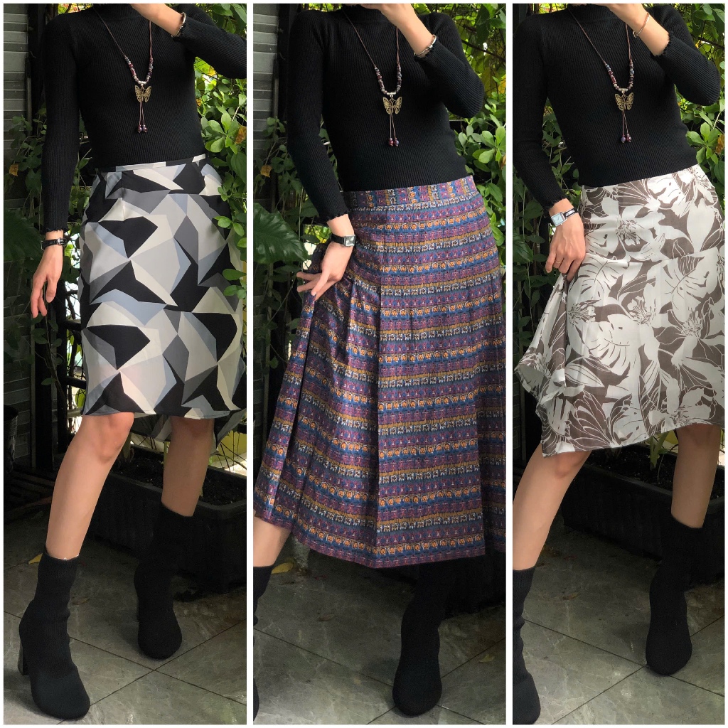 [100 mẫu/đồng giá] CHÂN VÁY DÁNG DÀI VINTAGE, chân váy len, voan hoa nhí, ghép vải, phối ren, nhung, retro style