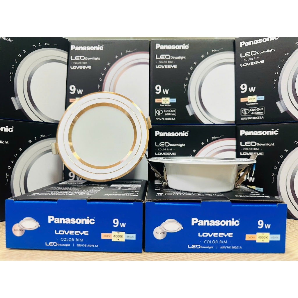 Ảnh Đèn LED Âm trần Viền Vàng, Viền Bạc Panasonic Color Rim đơn sắc - đổi màu, Công suất 9W 12W 2