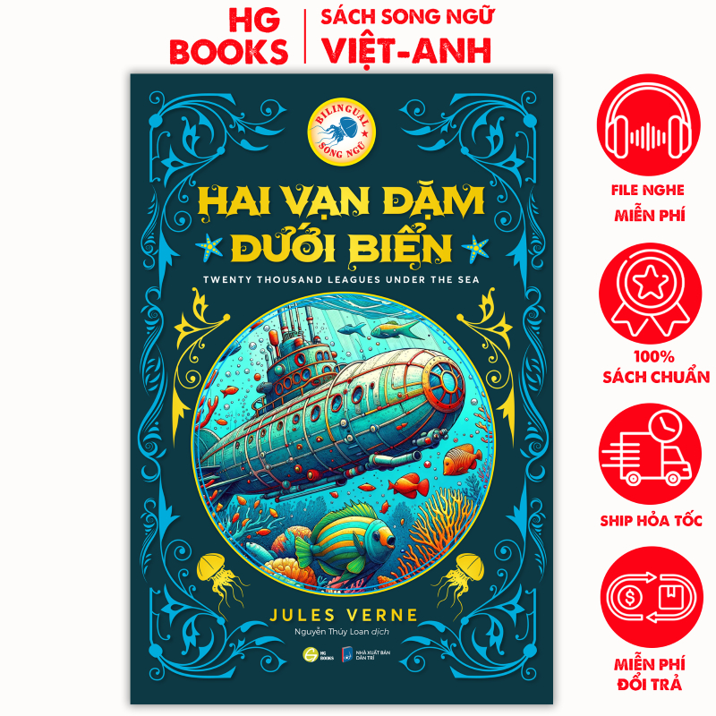 Ảnh Hai vạn dặm dưới biển - Sách song ngữ kinh điển, tặng kèm file nghe & note từ vựng - HG Books 1