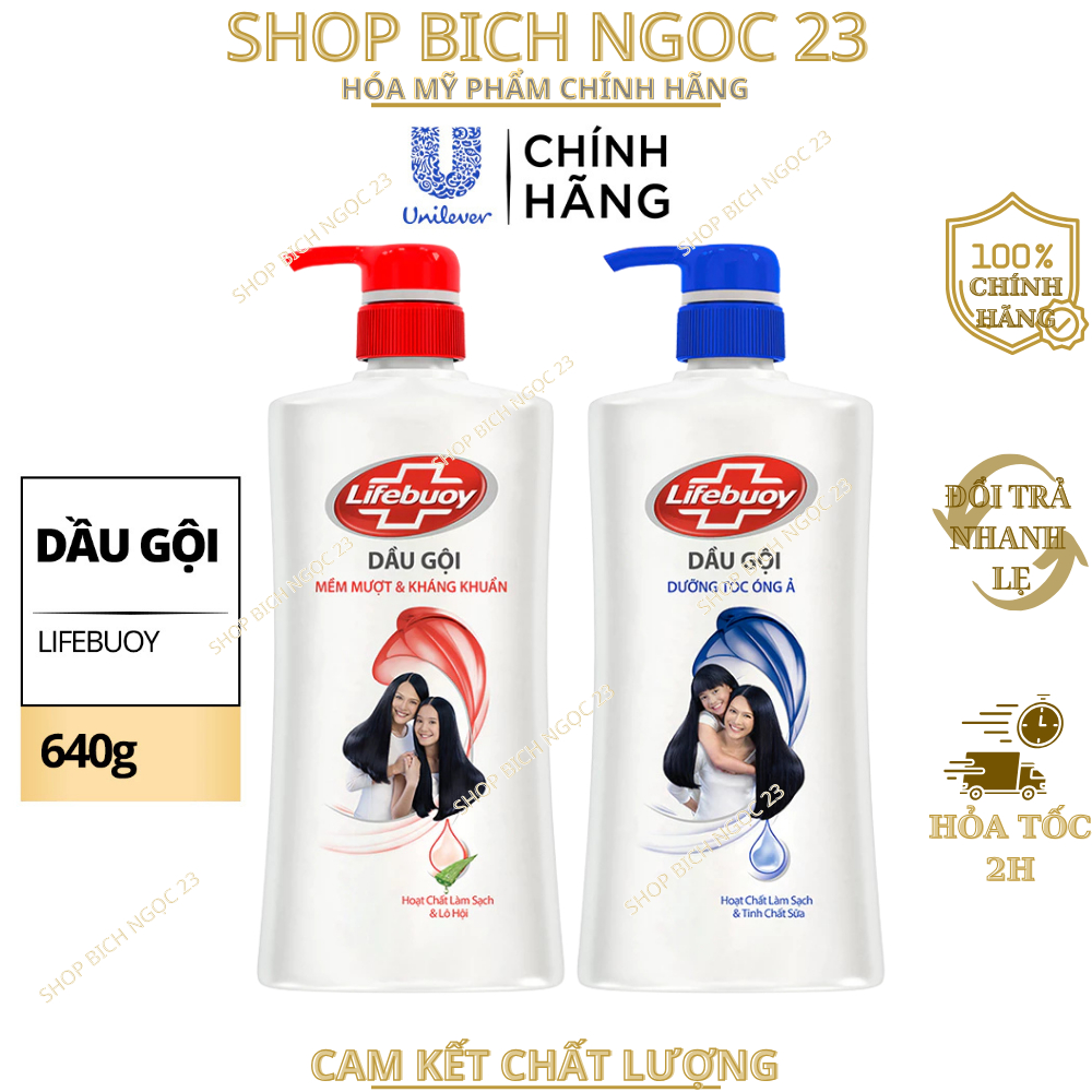 Dầu gội Lifebuoy dưỡng tóc Óng Ả & Mềm Mượt 640g