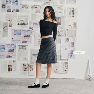 Chân váy caro lửng - chân váy chữ A thiết kế 𝐐𝐮𝐢𝐧𝐧 𝐒𝐤𝐢𝐫𝐭 nhiennhienvintage NCV00003