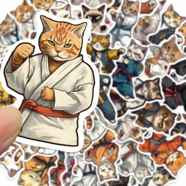 100 Chiếc Ngộ nghĩnh Dễ Thương Thú Cưng Con Mèo KUNGFU Dán Cho Hành Lý Ốp Lưng Điện Thoại Laptop Notebook Đề Can