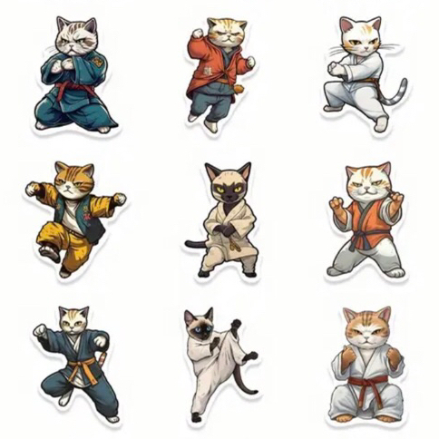 100 Chiếc Ngộ nghĩnh Dễ Thương Thú Cưng Con Mèo KUNGFU Dán Cho Hành Lý Ốp Lưng Điện Thoại Laptop Notebook Đề Can
