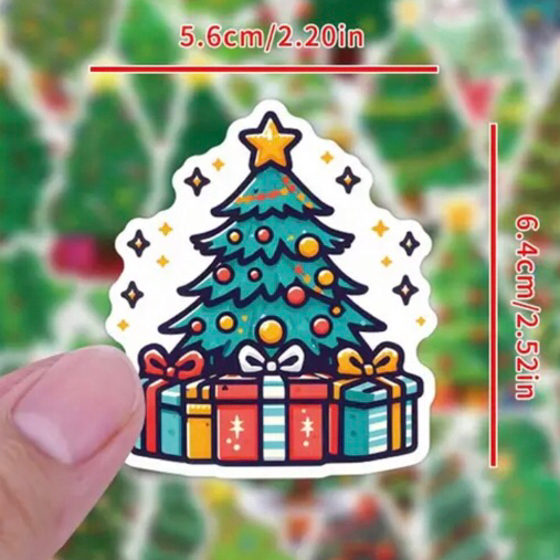 100 Sticker cây thông hoạt hình trang tri noel mẫu mới 2025