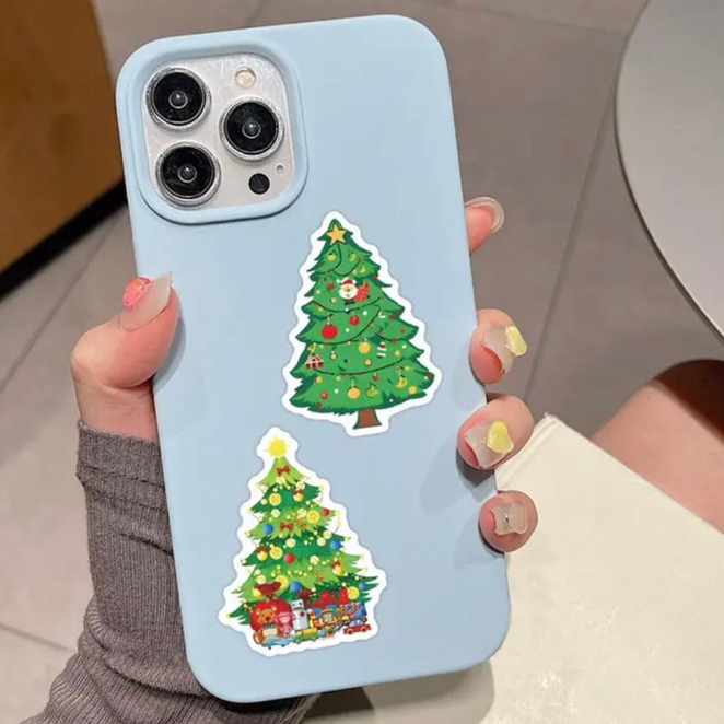 100 Sticker cây thông hoạt hình trang tri noel mẫu mới 2025
