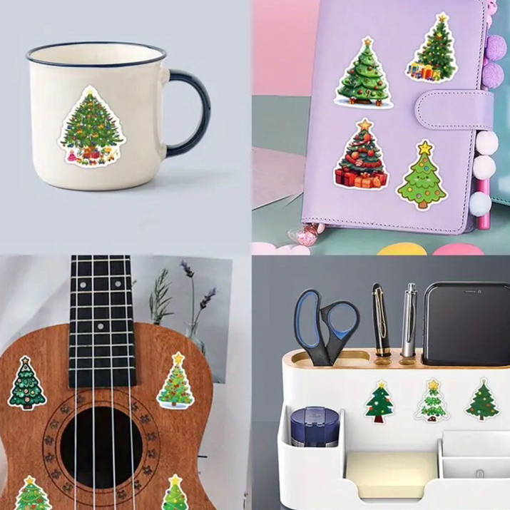 100 Sticker cây thông hoạt hình trang tri noel mẫu mới 2025