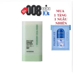HỐNG NẮNG DẠNG THỎI THUẦN CHAY VEROBENE - VEROBENE ZERO LIGHT CALMING SUN STICK 19G