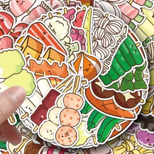 100 sticker đồ ăn anime food trang trí laptop ly nước vali văn phòng phẩm mẫu mới cập nhật