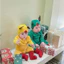 Set Suit Body Tuần Lộc Noel kèm quần và mũ cover Hàn Quốc có 2 màu xanh vs vàng cho bé trai, bé gái