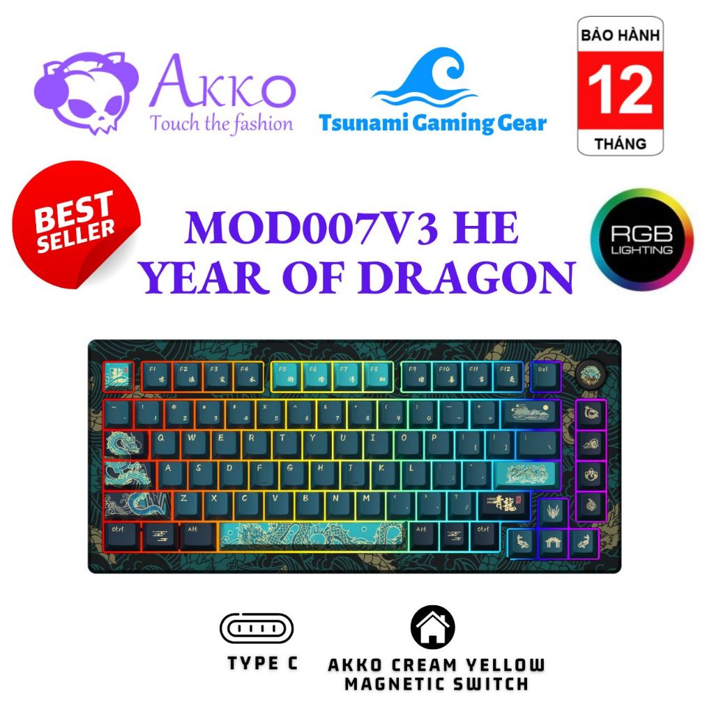 Bàn phím cơ AKKO MOD007 v3 HE Year of Dragon (RGB/ Hotswap/ USB Type C ...