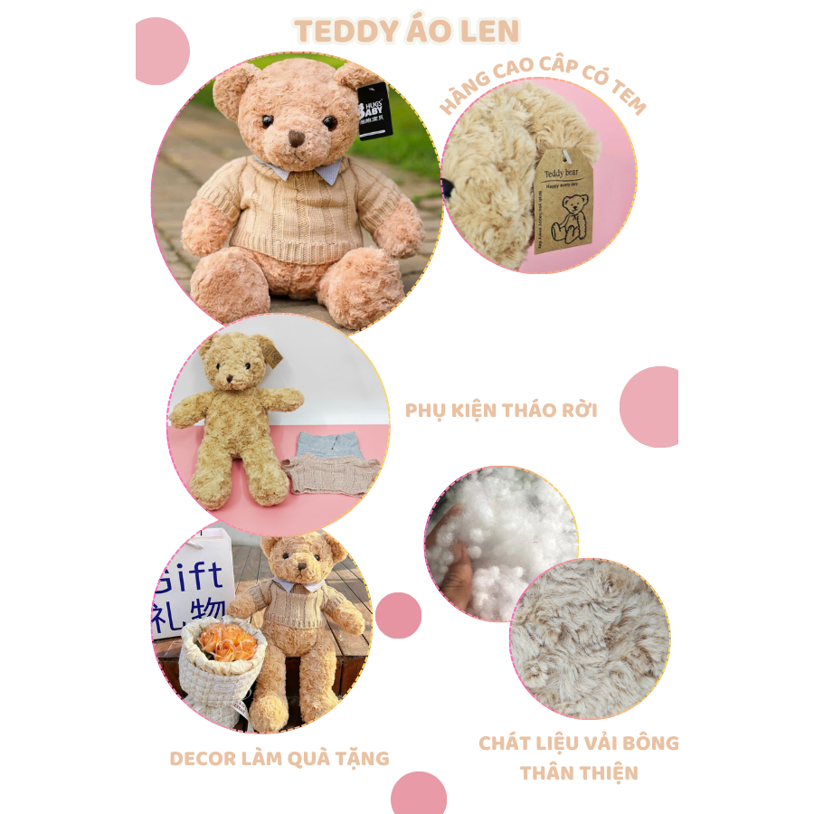 Gấu Bông Teddy Lông Xoăn Quà Tặng Gấu Bông Cho Người Thân Yêu Sang Trọng,Sản Phẩm Gấu Teddy Cao Cấp