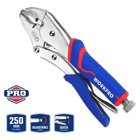 Kìm bấm hàm cong bằng thép CR-V cao cấp WORKPRO WP231073 - 180mm (7") và WP231074 - 250mm (10") - Hàng chuẩn chính hãng