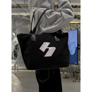 Túi tote 98stu logo Daily vải bố phối da cao cấp Canvas có dây kéo đeo vai