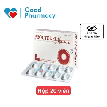 Viên uống hỗ trợ cho người bệnh trĩ (trĩ nội, trĩ ngoại), táo bón Proctogel Maxpro / Proctogel Max - Hộp 20 viên