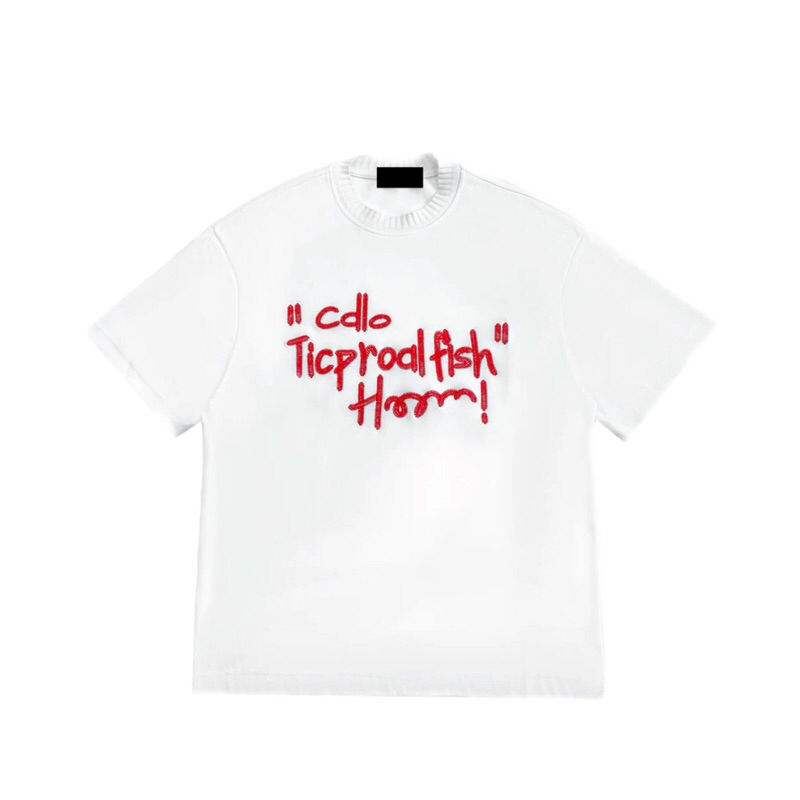 Áo Thun Boxy Thêu Chữ “ Cdlo Ticproafish” Unisex Nam Nữ - Form cổ tròn, Cotton 250Gsm | TMTA22